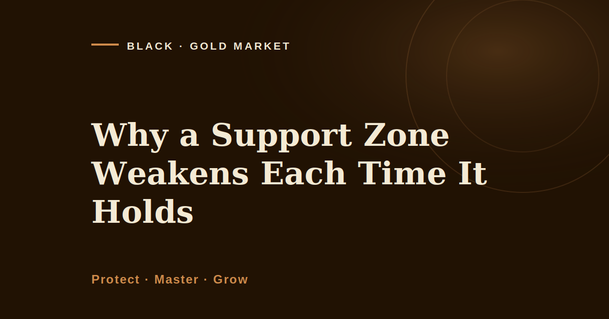 What a support zone is in gold trading and why it weakens with each test