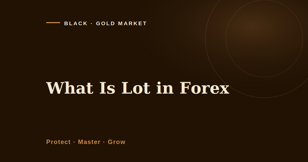 What is lot in forex, Black Gold Market cover image showing the lot as the size unit behind a gold position