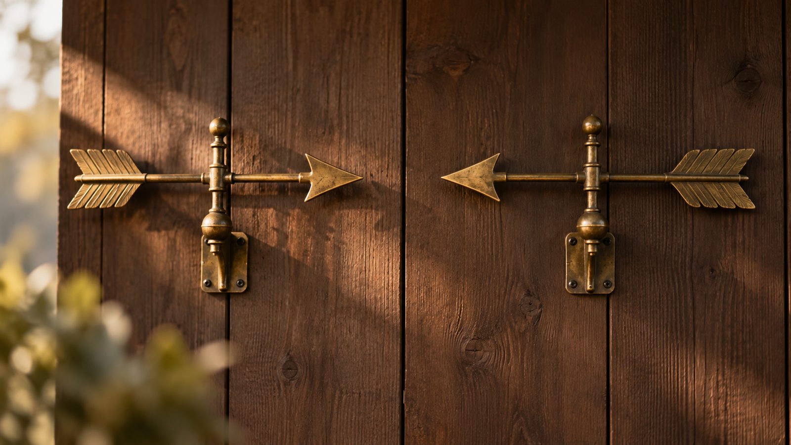 Two brass weather vane arrows pointing in different directions, an image for a lesson on patterns and divergence