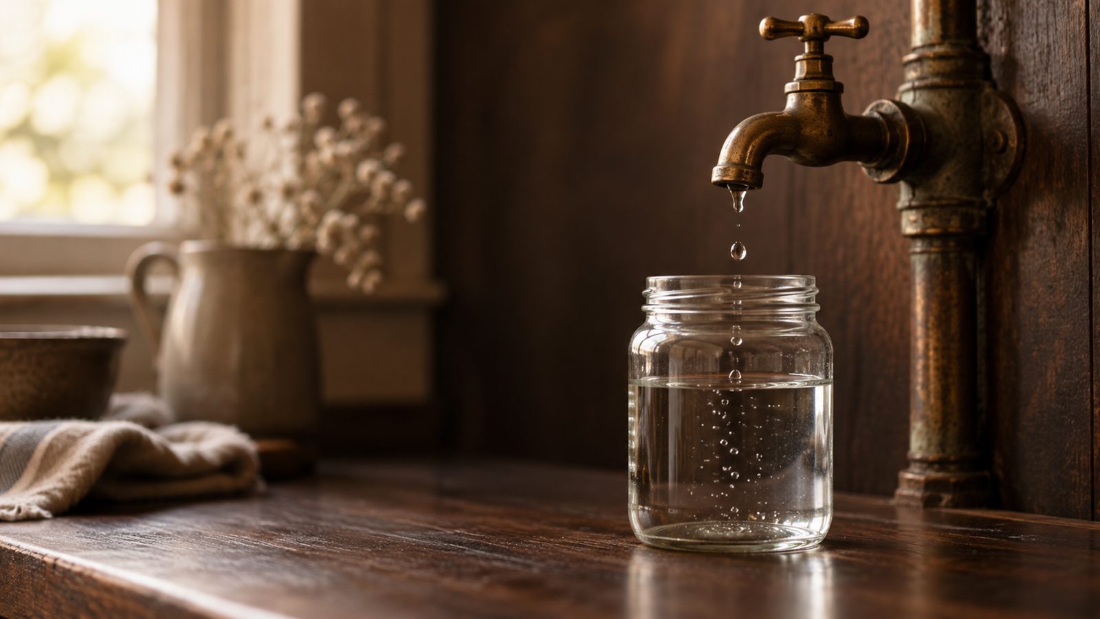 A brass tap dripping into a glass jar, an image for a lesson on spread, commission and financing